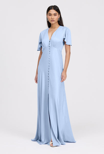 Delphine Timeless Button Through Satin Maxi Dress
