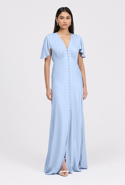 Delphine Timeless Button Through Satin Maxi Dress
