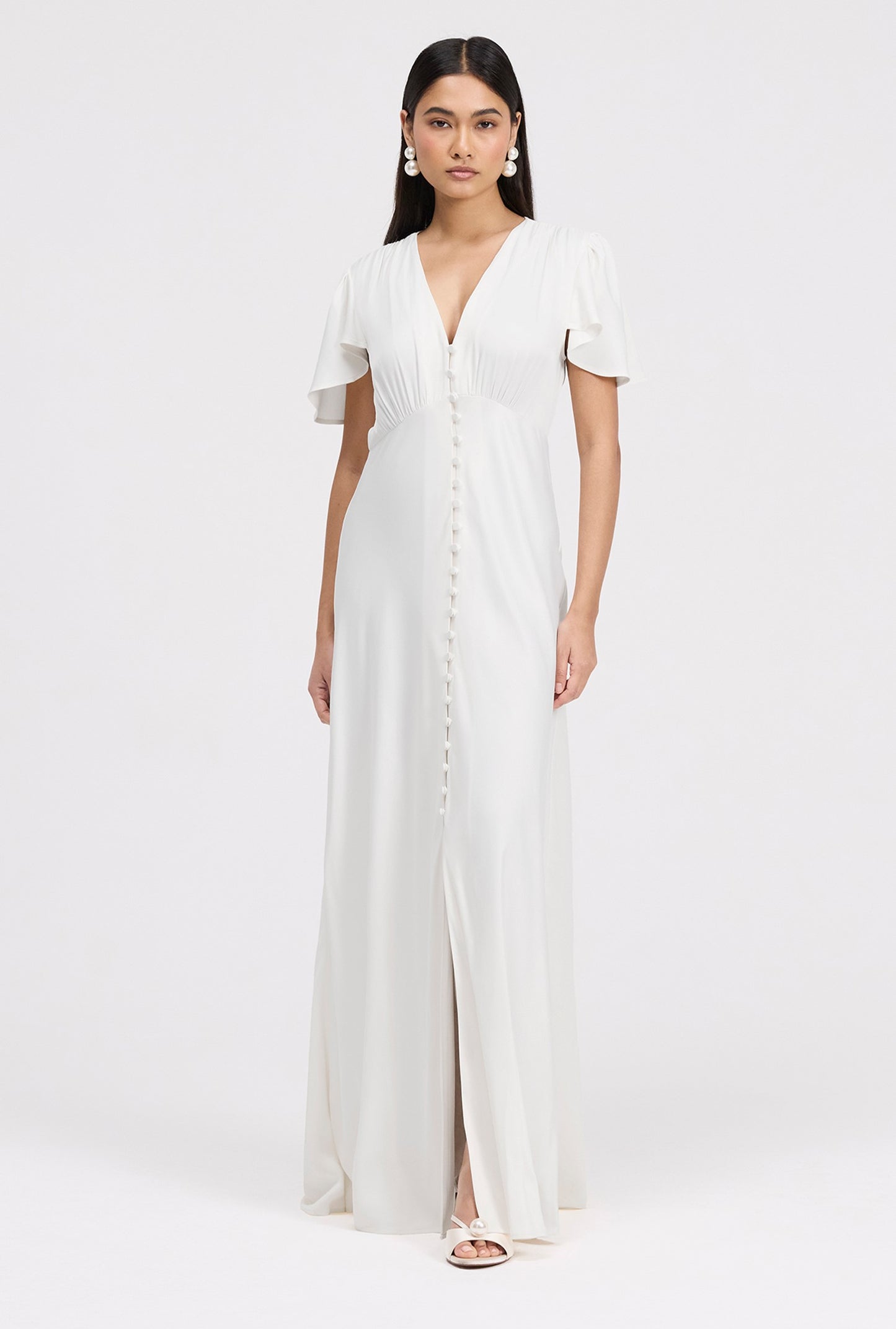 Delphine Timeless Button Through Satin Maxi Dress