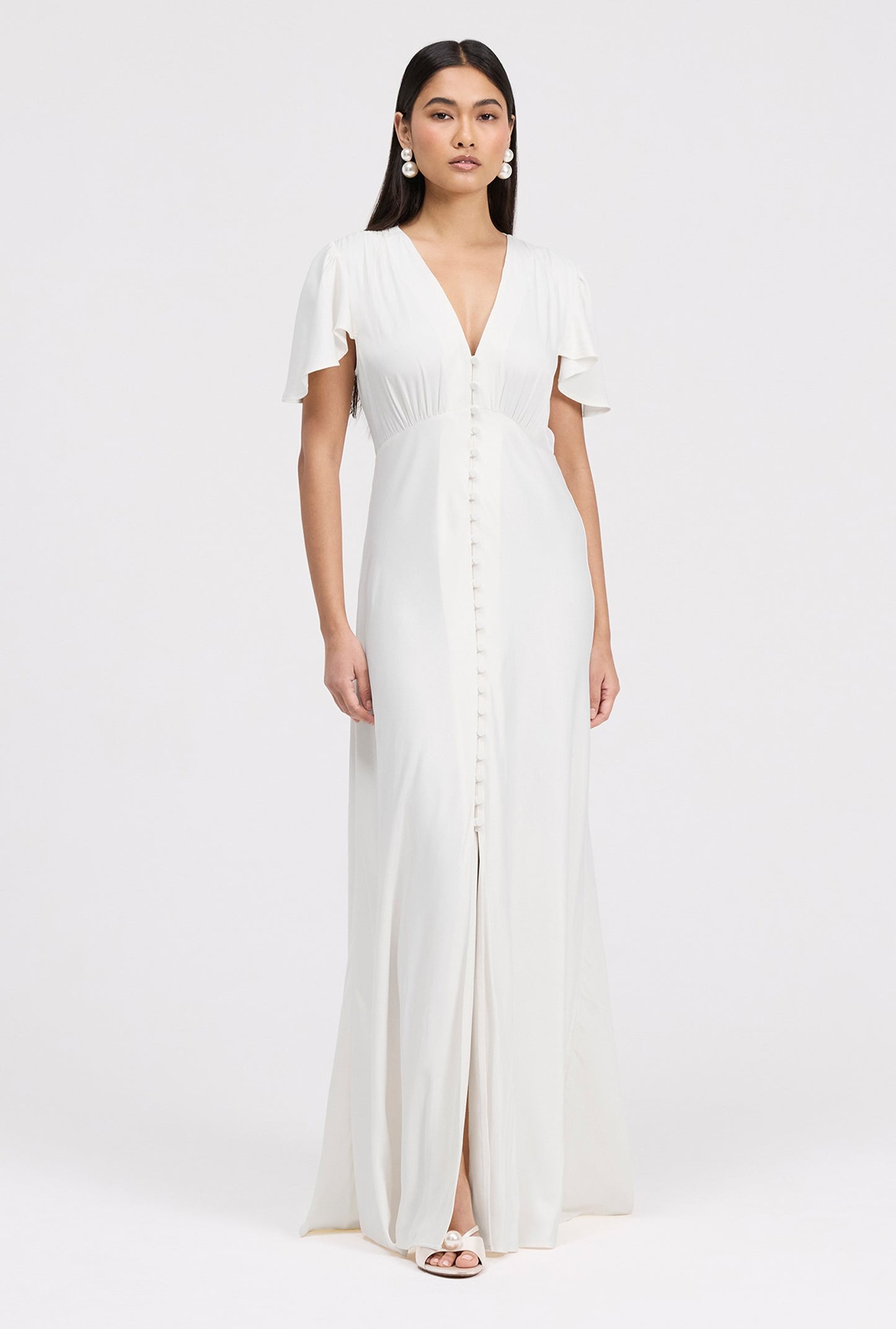 Delphine Timeless Button Through Satin Maxi Dress