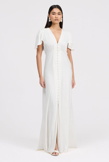 Delphine Timeless Button Through Satin Maxi Dress