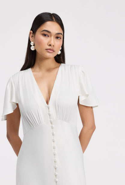 Delphine Timeless Button Through Satin Maxi Dress