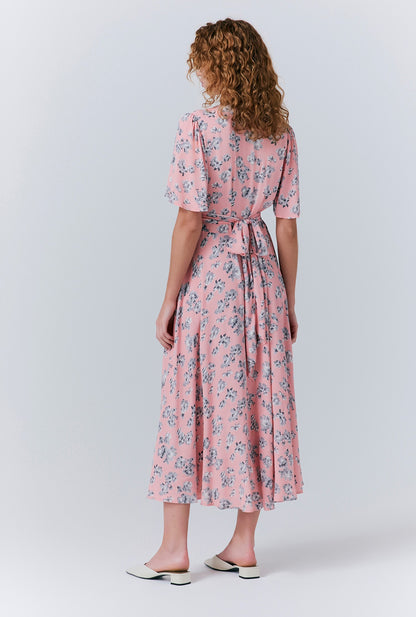 Jess Crepe Floral Midi Tea Dress
