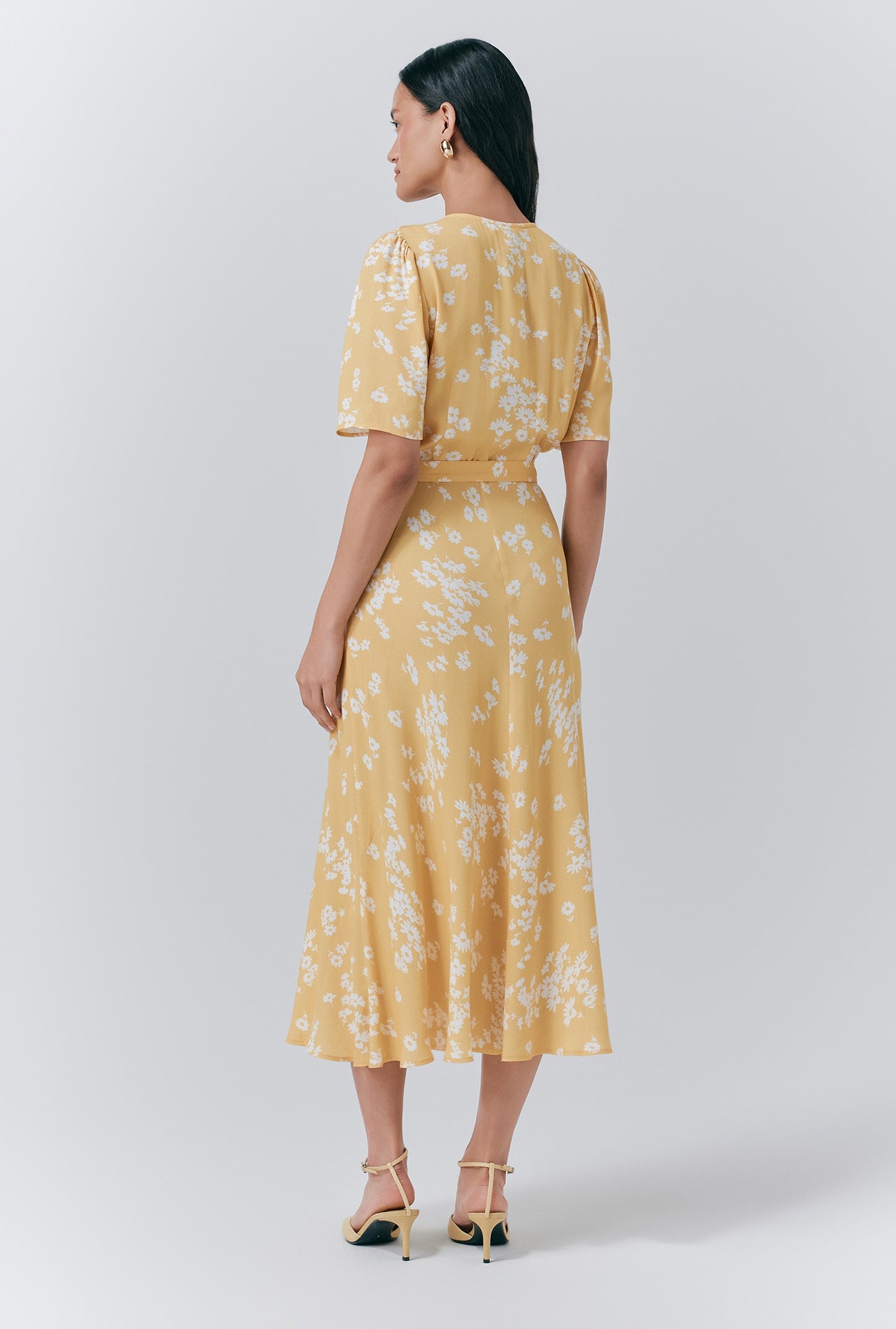 Jemima Crepe Floral Belted Midi Dress