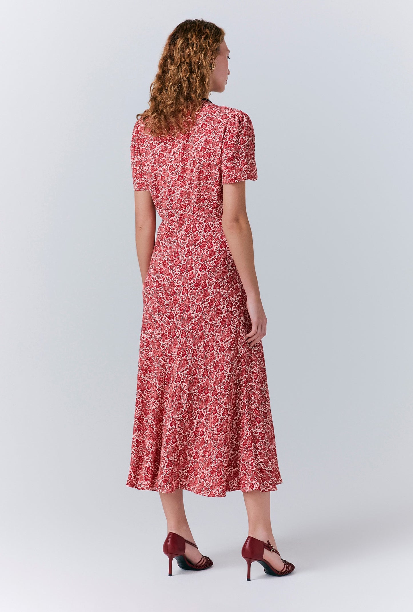 Maree Crepe Printed Tie Front Midi Dress