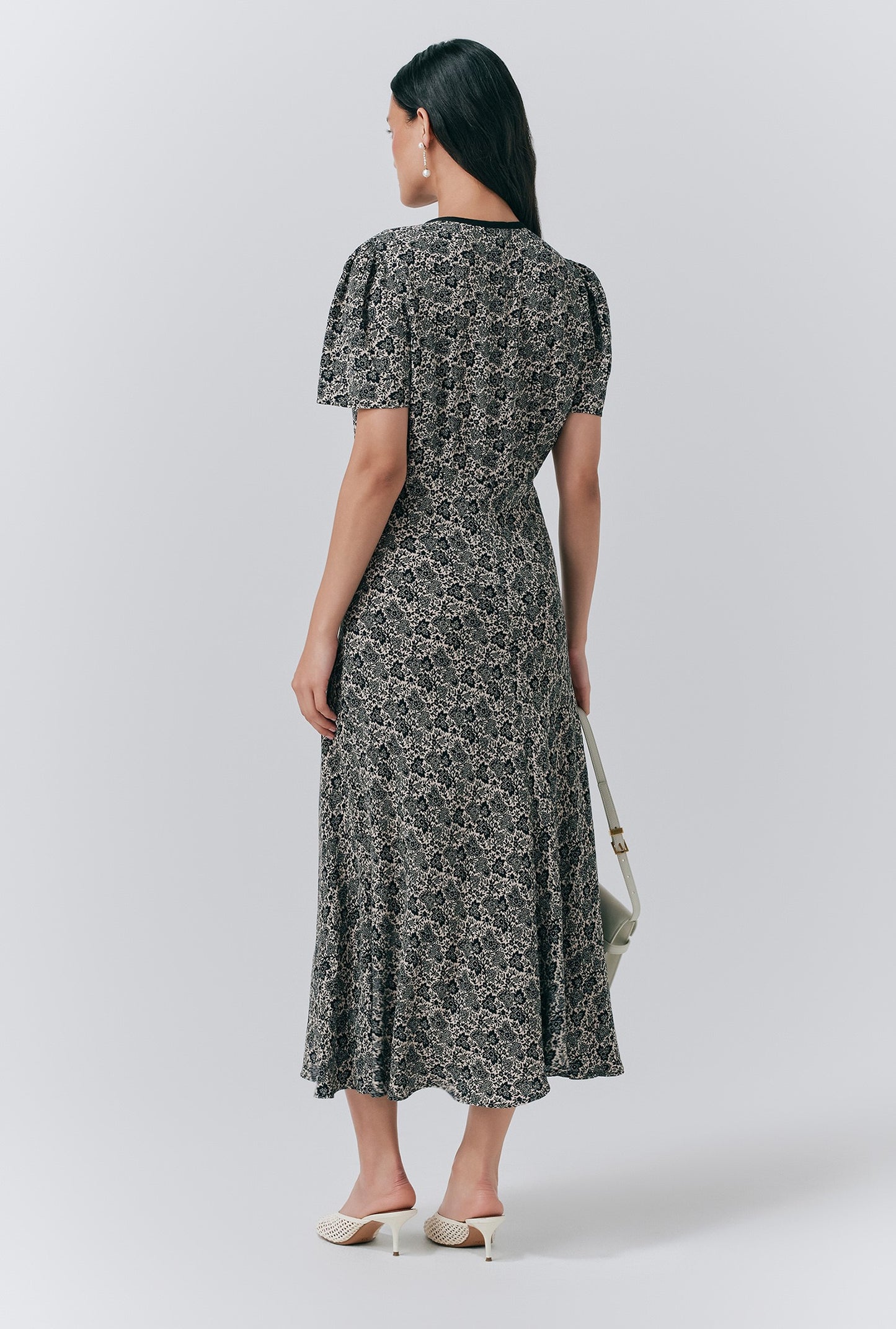 Maree Crepe Printed Tie Front Midi Dress