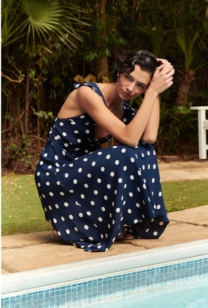 Maya Crepe Polka Dot Slip Dress