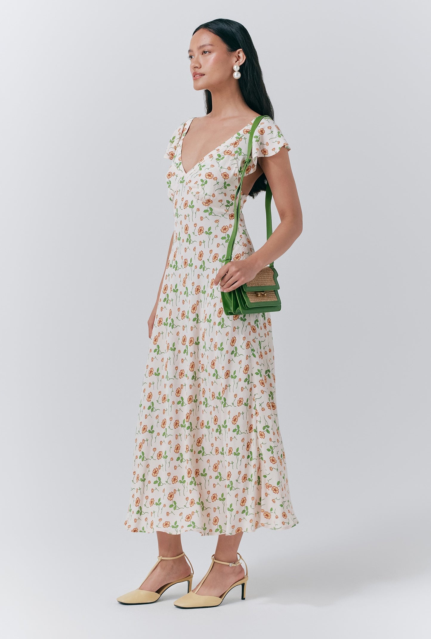 Maya Crepe Floral Print Slip Dress