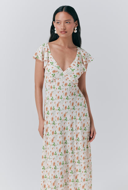 Maya Crepe Floral Print Slip Dress