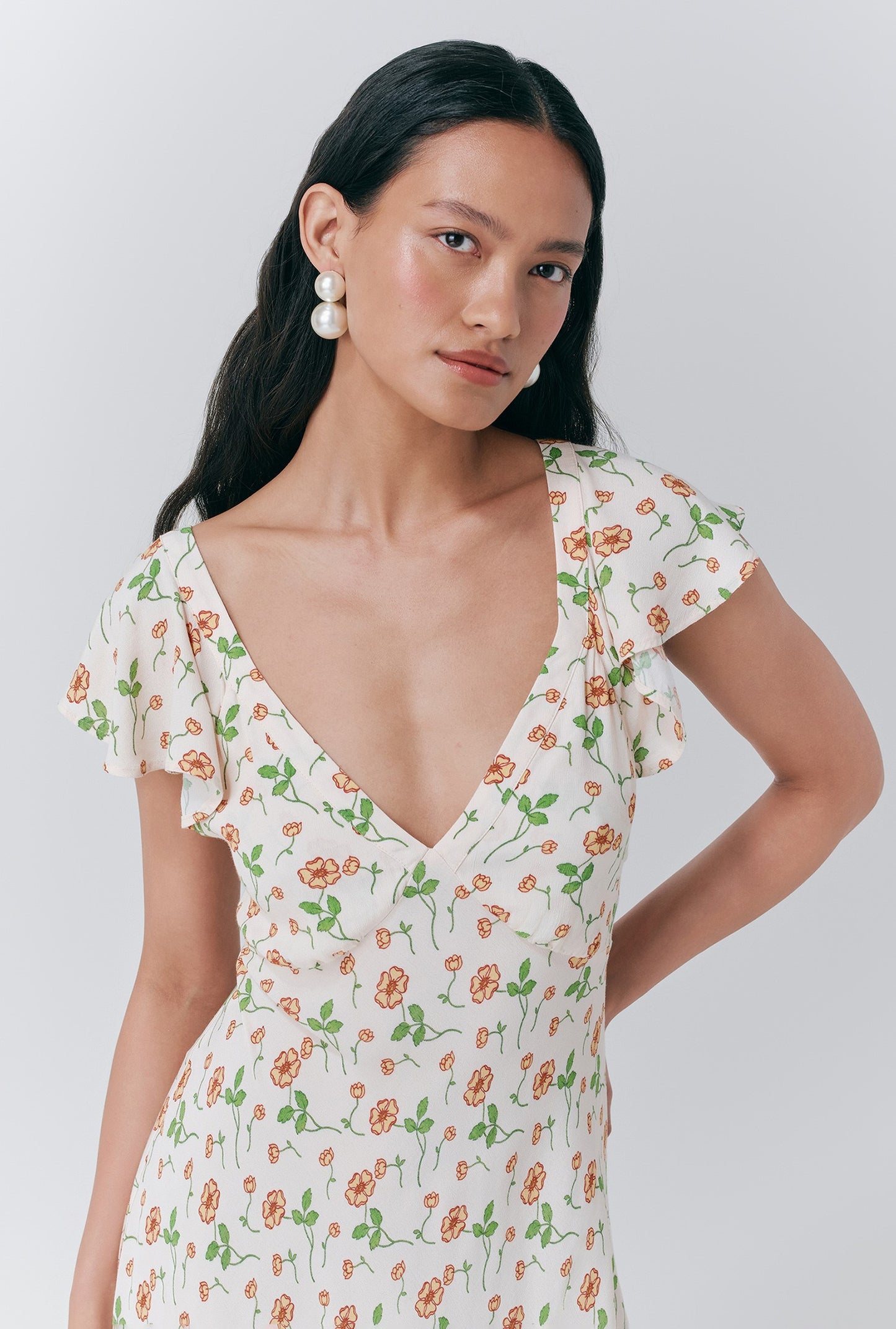 Maya Crepe Floral Print Slip Dress