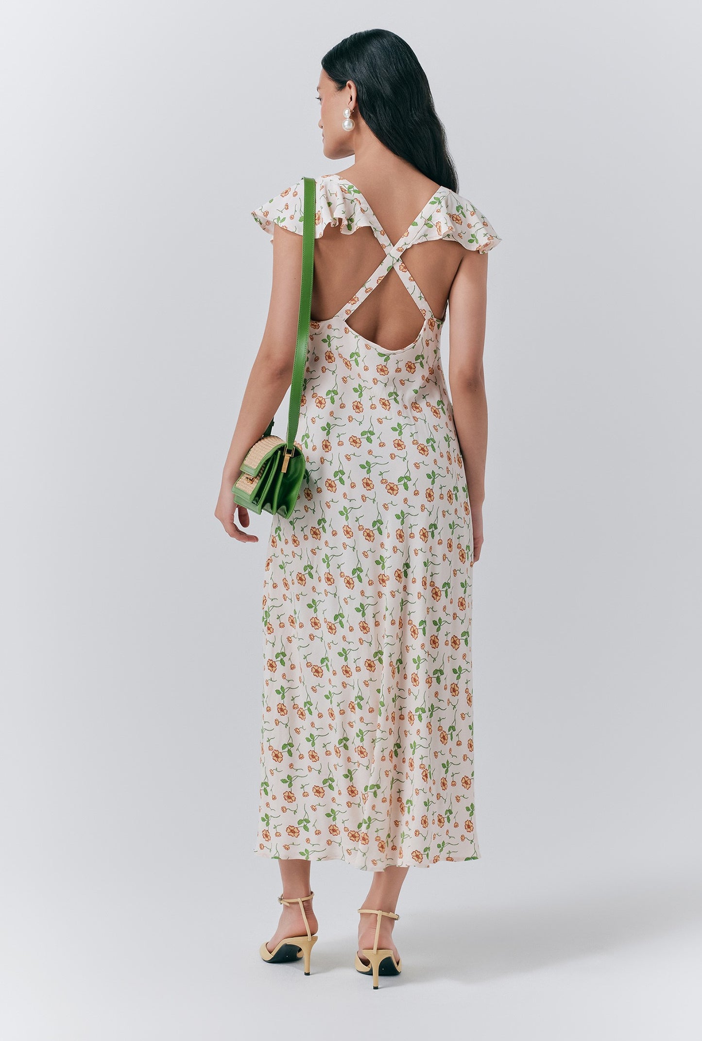 Maya Crepe Floral Print Slip Dress