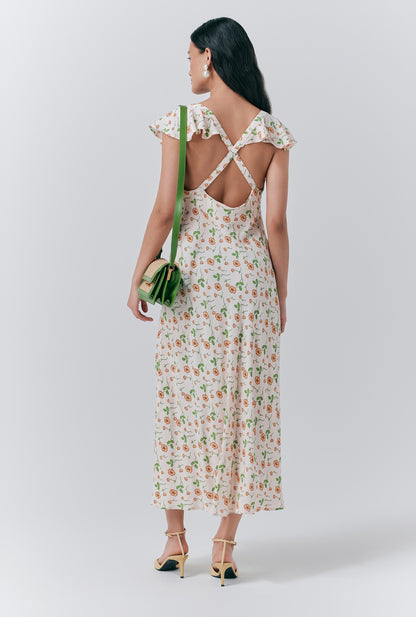Maya Crepe Floral Print Slip Dress