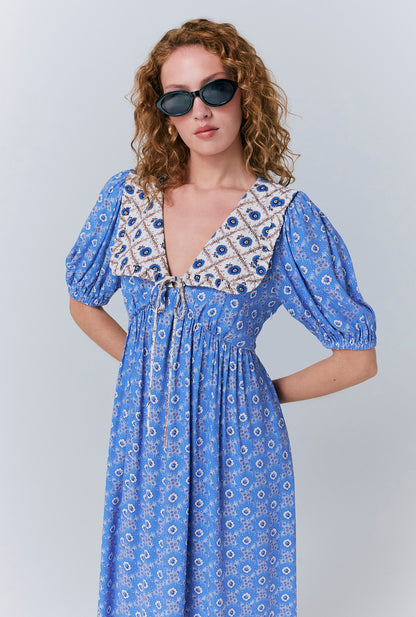 Nellie Crepe Collared Midi Smock Dress
