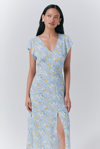 Blair Crepe Floral Sleeveless Midi Dress