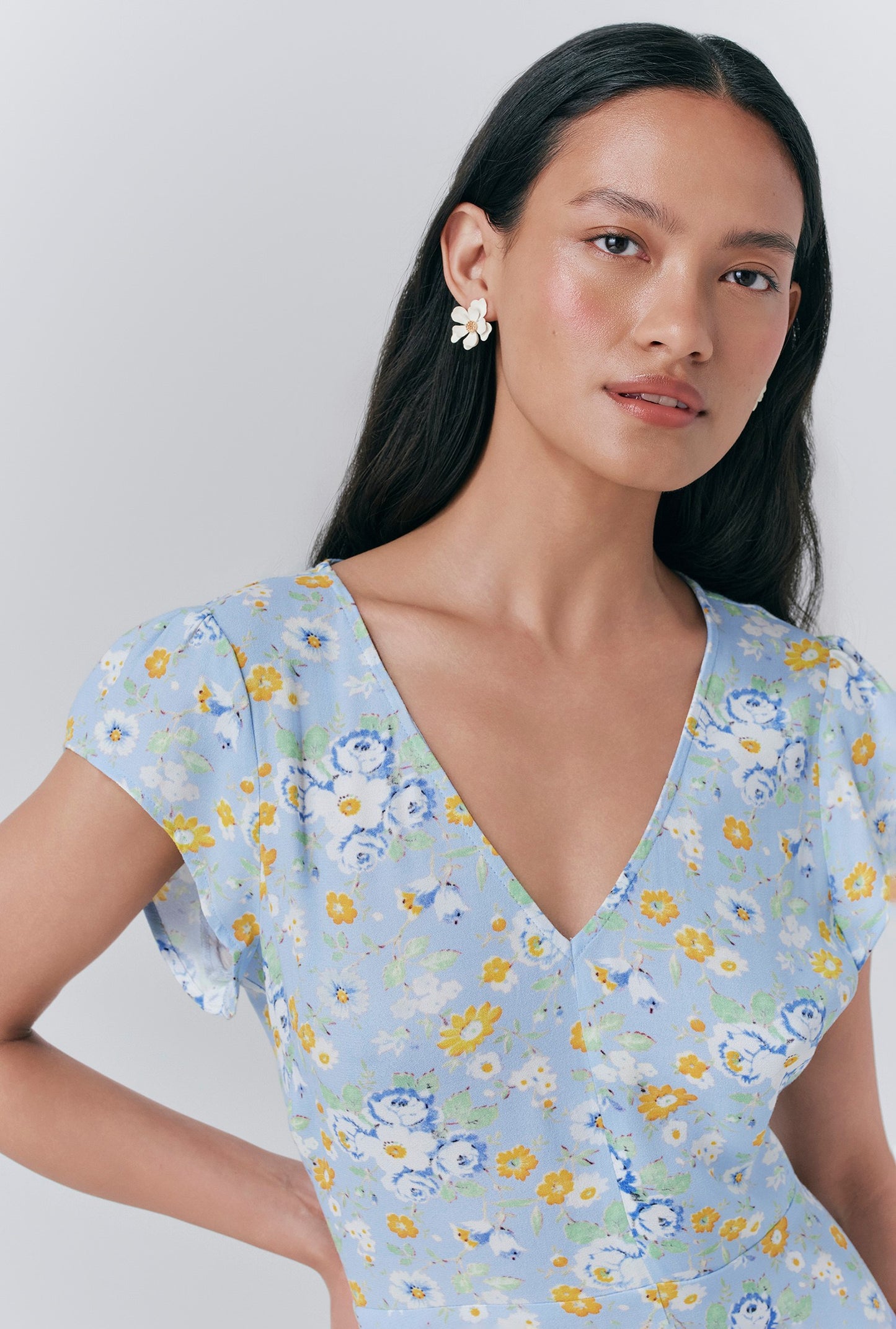 Blair Crepe Floral Sleeveless Midi Dress