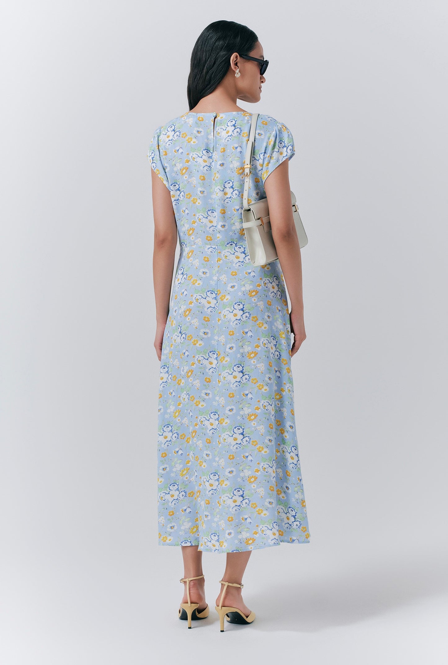 Blair Crepe Floral Sleeveless Midi Dress