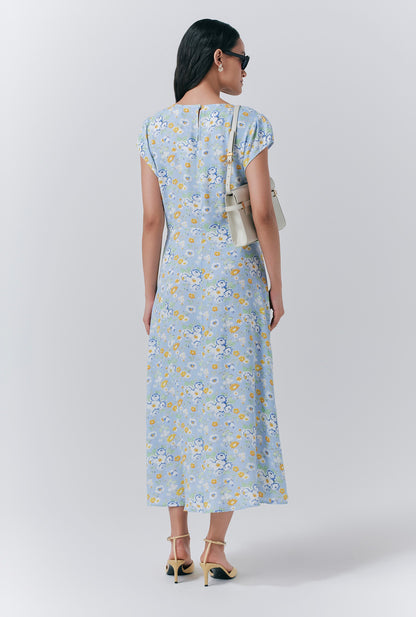 Blair Crepe Floral Sleeveless Midi Dress