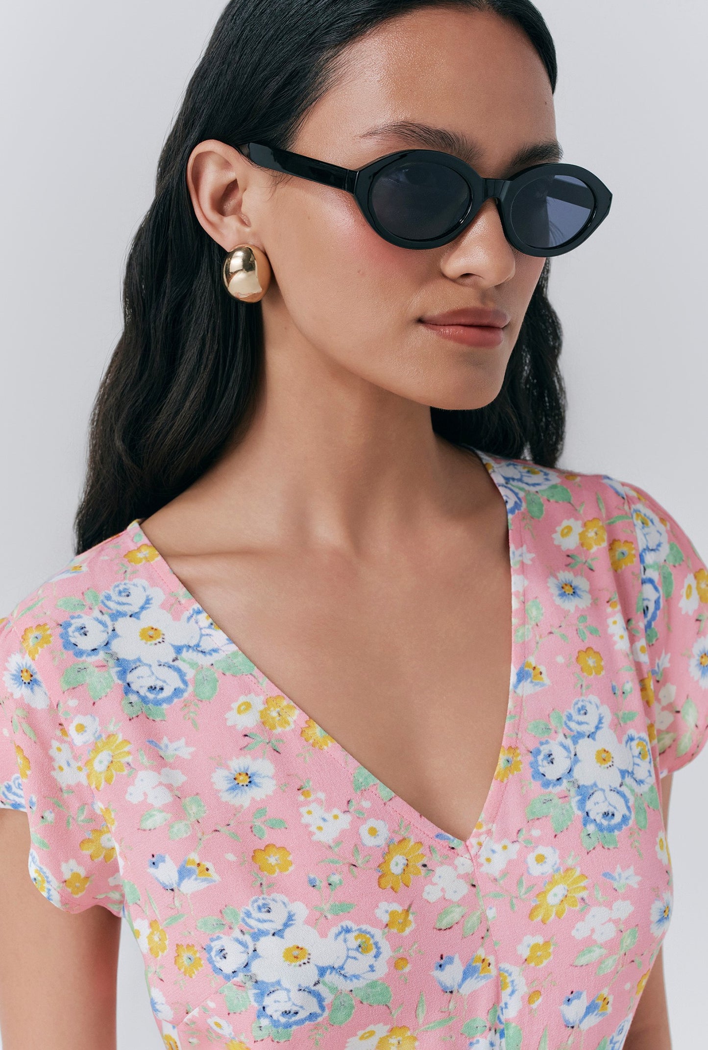 Blair Crepe Floral Sleeveless Midi Dress