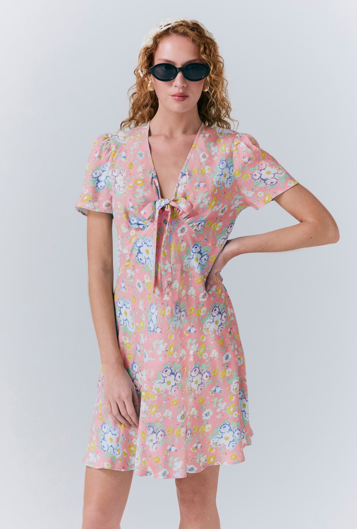 Lucy Crepe Floral Short Dress