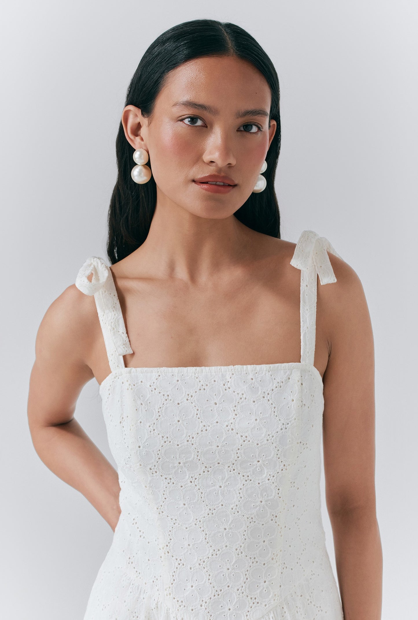 Fabiola Embroidered Cotton Strappy Dress