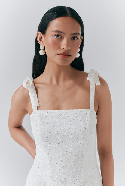 Fabiola Embroidered Cotton Strappy Dress