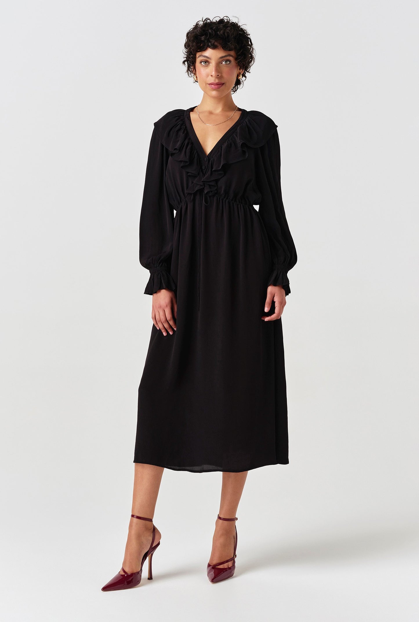Aurora Crepe Tie Waist Midi Dress