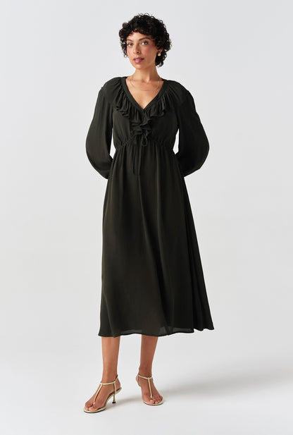 Aurora Crepe Tie Waist Midi Dress