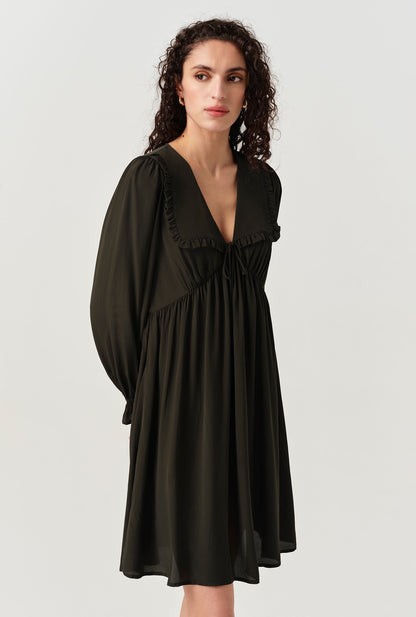 Bianca Crepe Frill Collar Short Dress