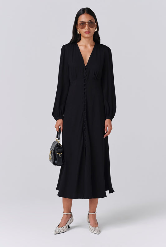 Francesca Crepe Button Through Midi Dress