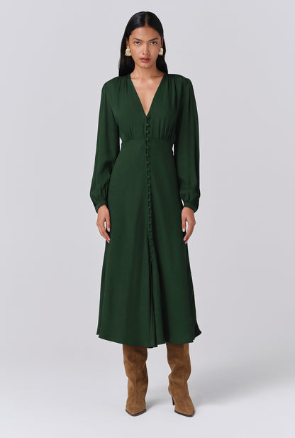 Francesca Crepe Button Through Midi Dress