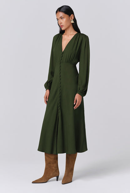 Francesca Crepe Button Through Midi Dress
