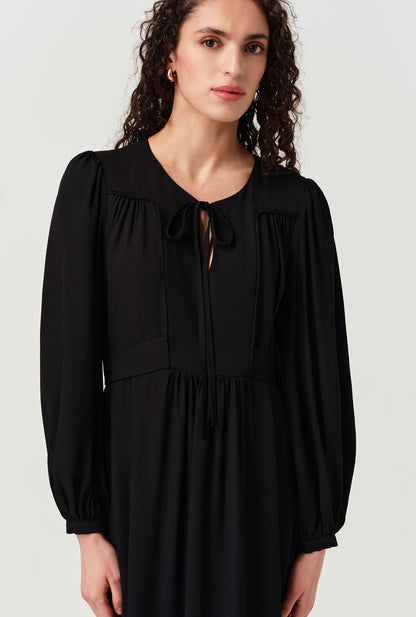 Layla Crepe Tie Neck Midi Dress