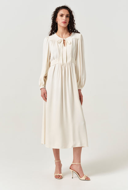 Layla Crepe Tie Neck Midi Dress