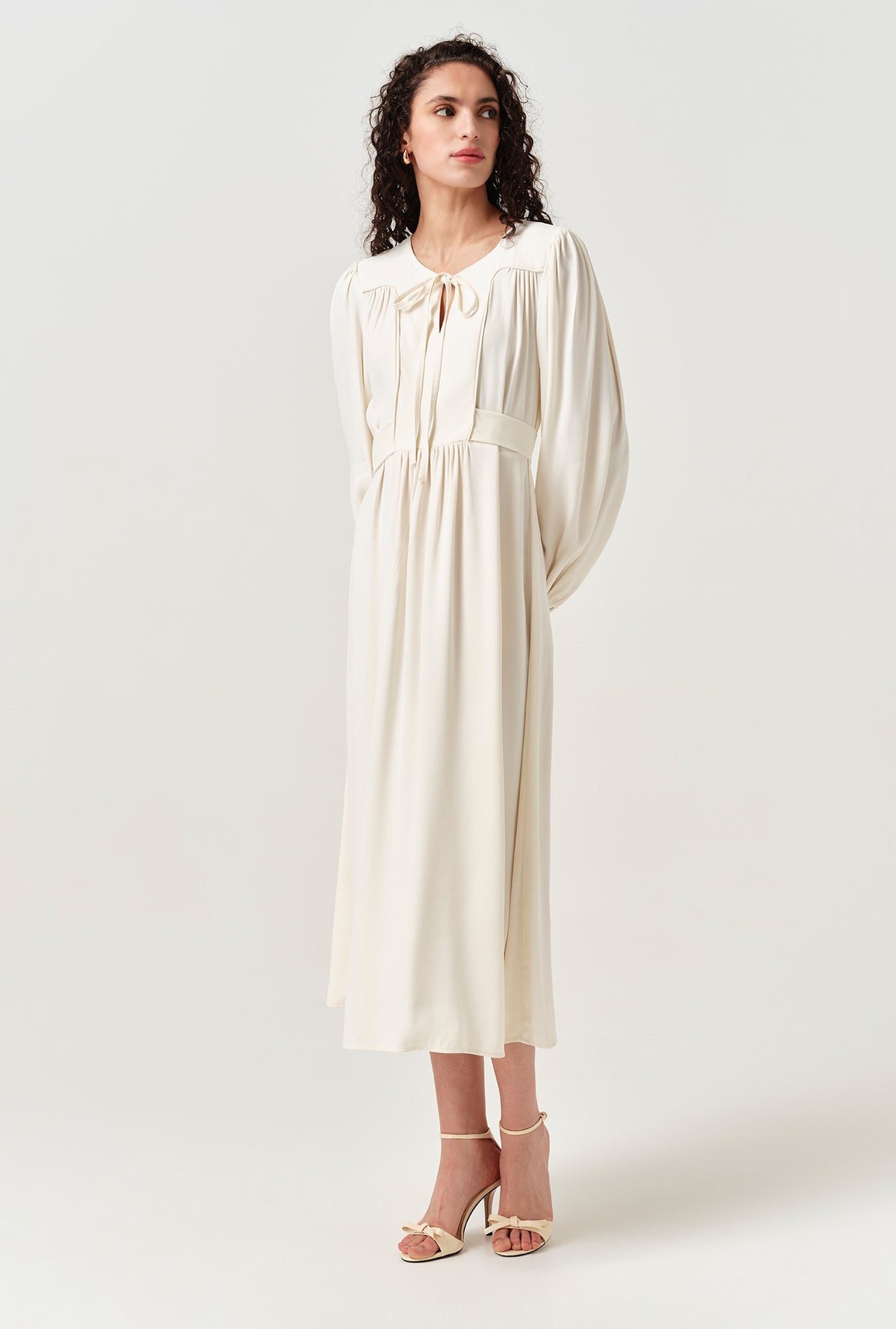 Layla Crepe Tie Neck Midi Dress