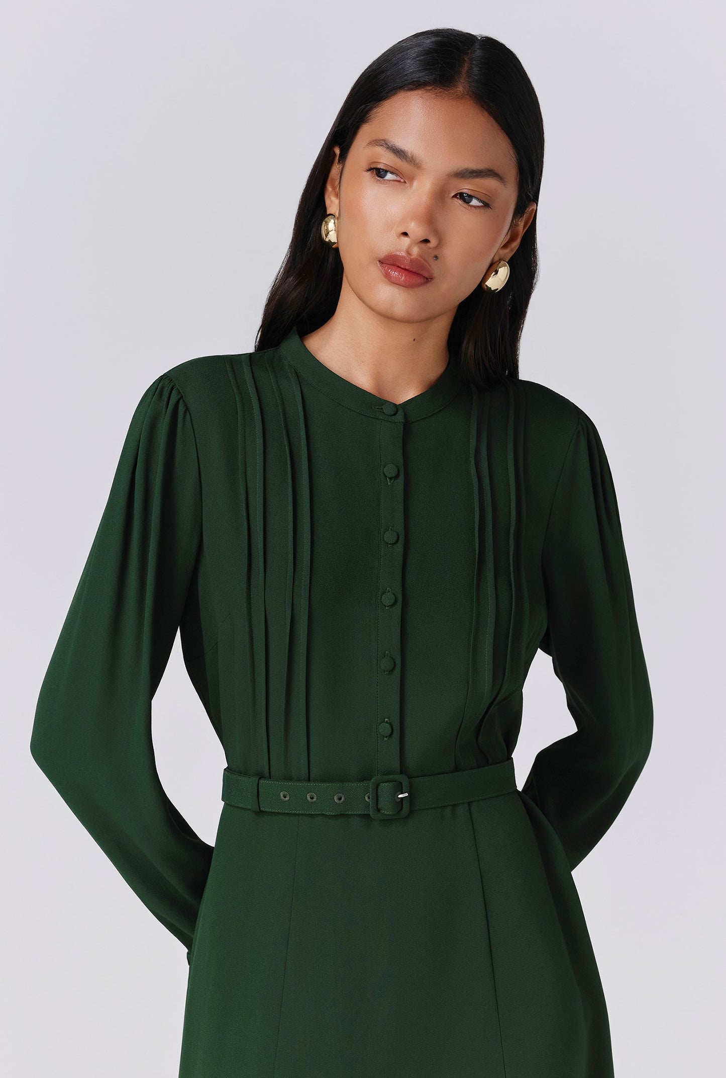 Freya Crepe Belted Midi Dress