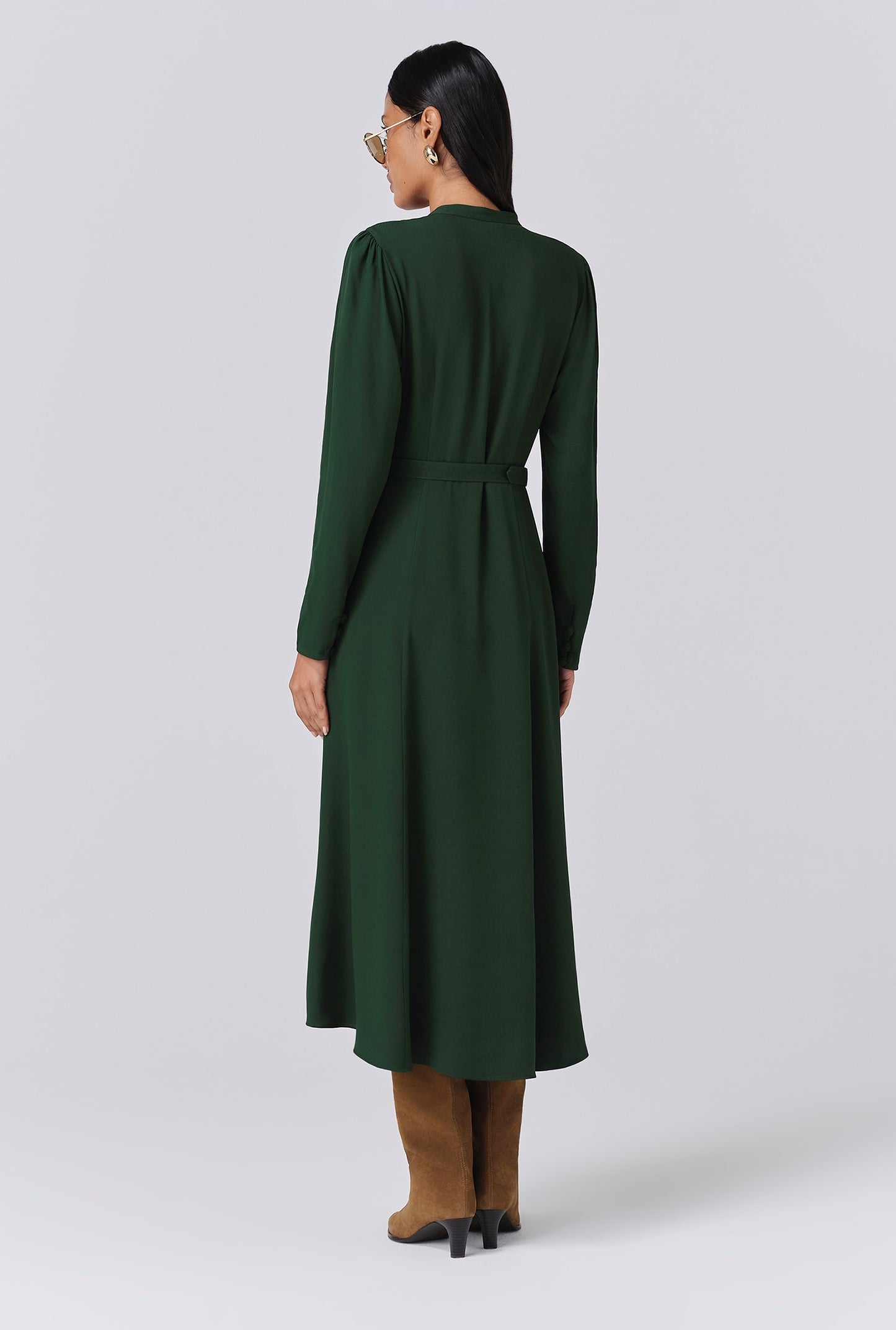 Freya Crepe Belted Midi Dress