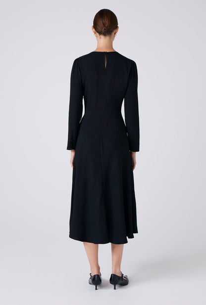 Kiara Crepe Round Neck Midi Dress