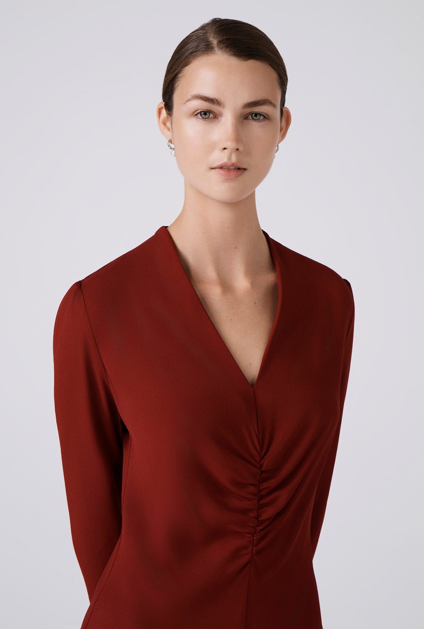 Cecelia Crepe V Neck Midi Dress