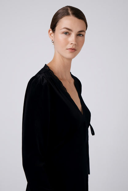 Amelia Velvet V Neck Midi Dress