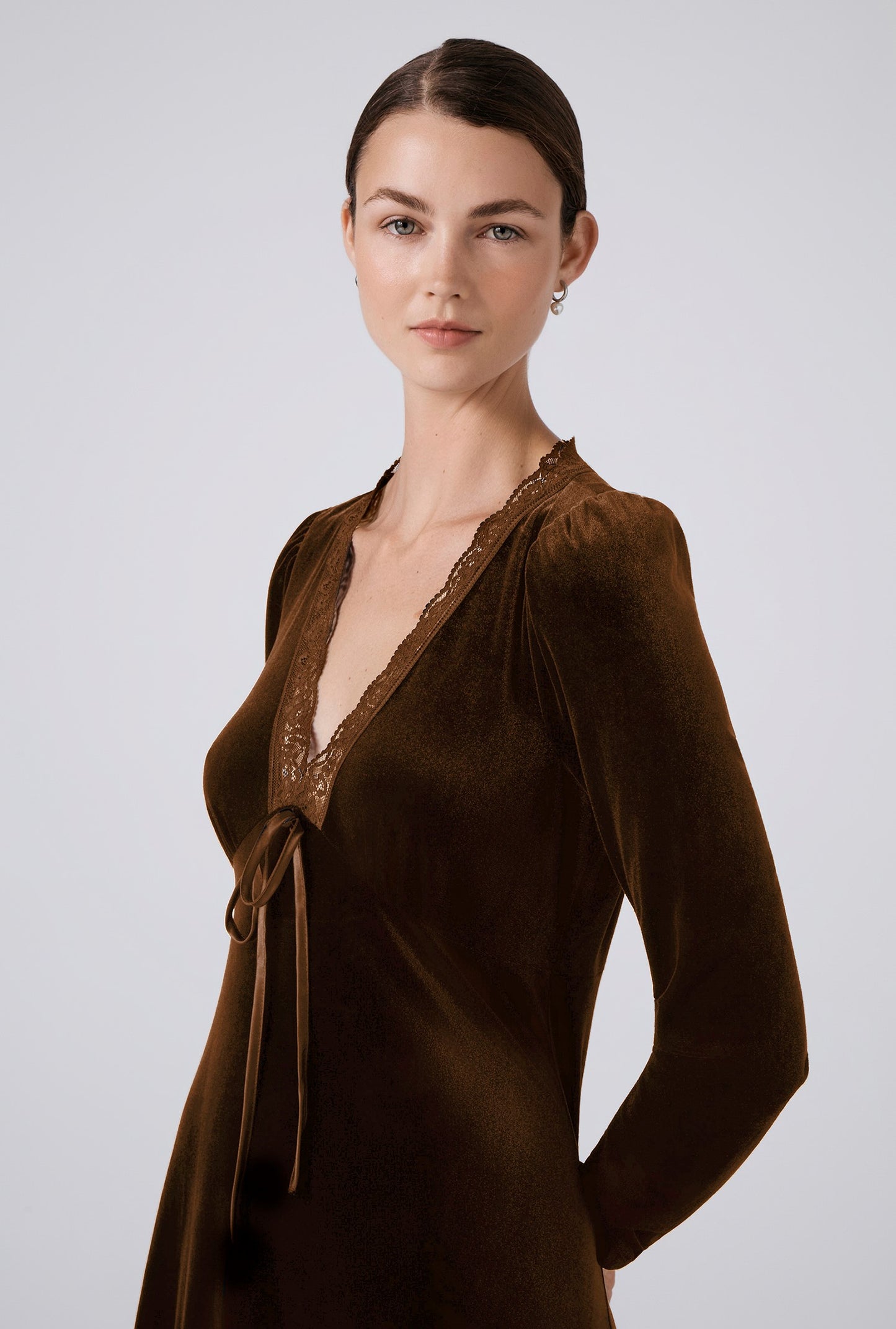 Amelia Velvet V Neck Midi Dress