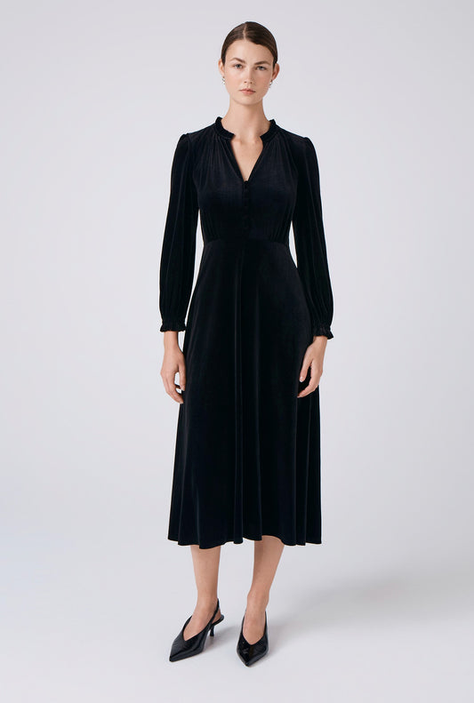 Ivy Velvet V Neck Midi Dress