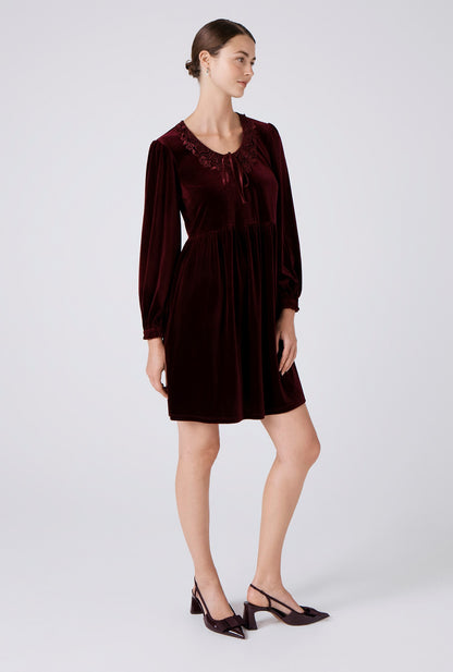 Harper Velvet Doll Neck Short Dress
