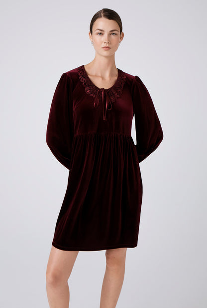 Harper Velvet Doll Neck Short Dress