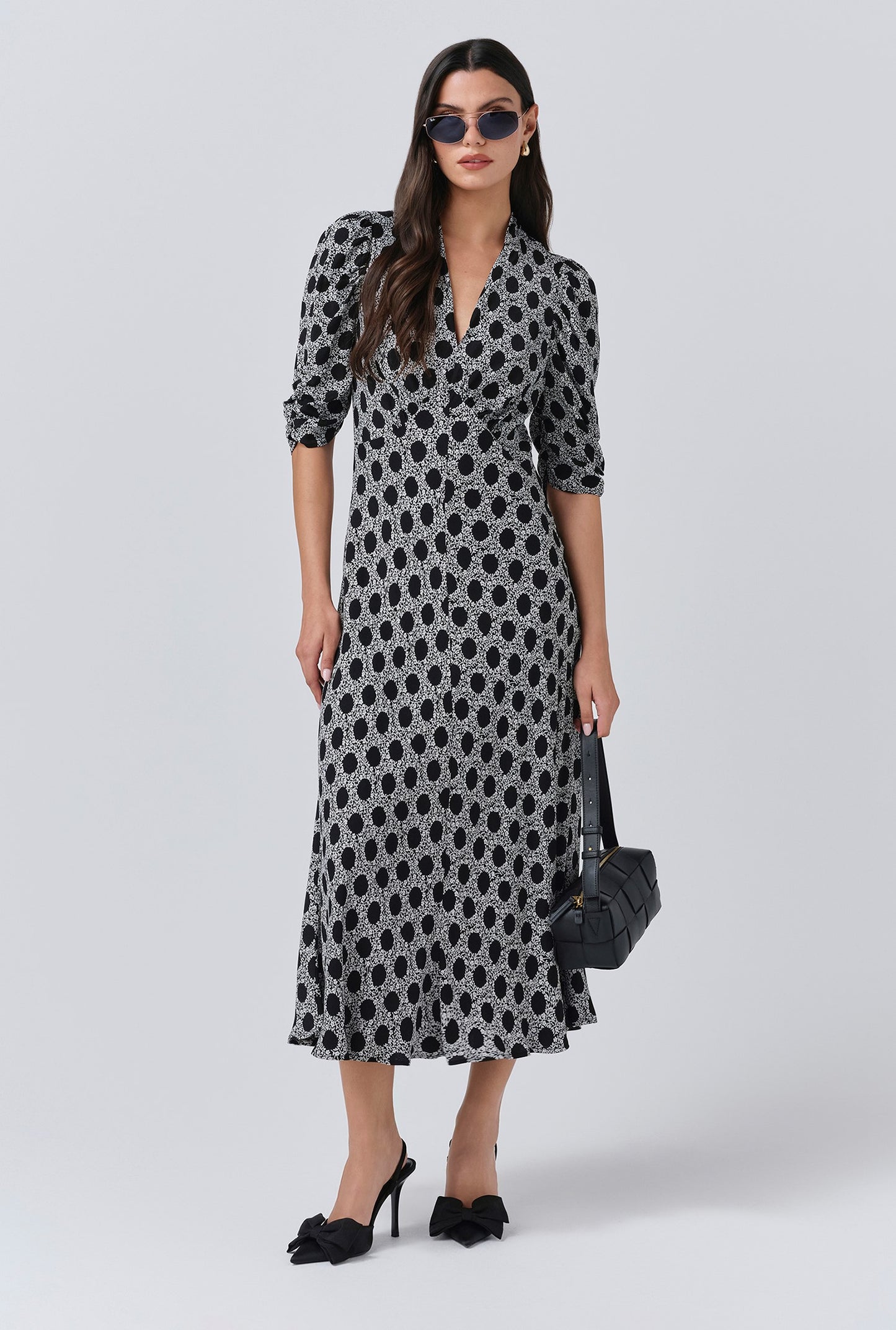 Mia Crepe Floral Midi Tea Dress