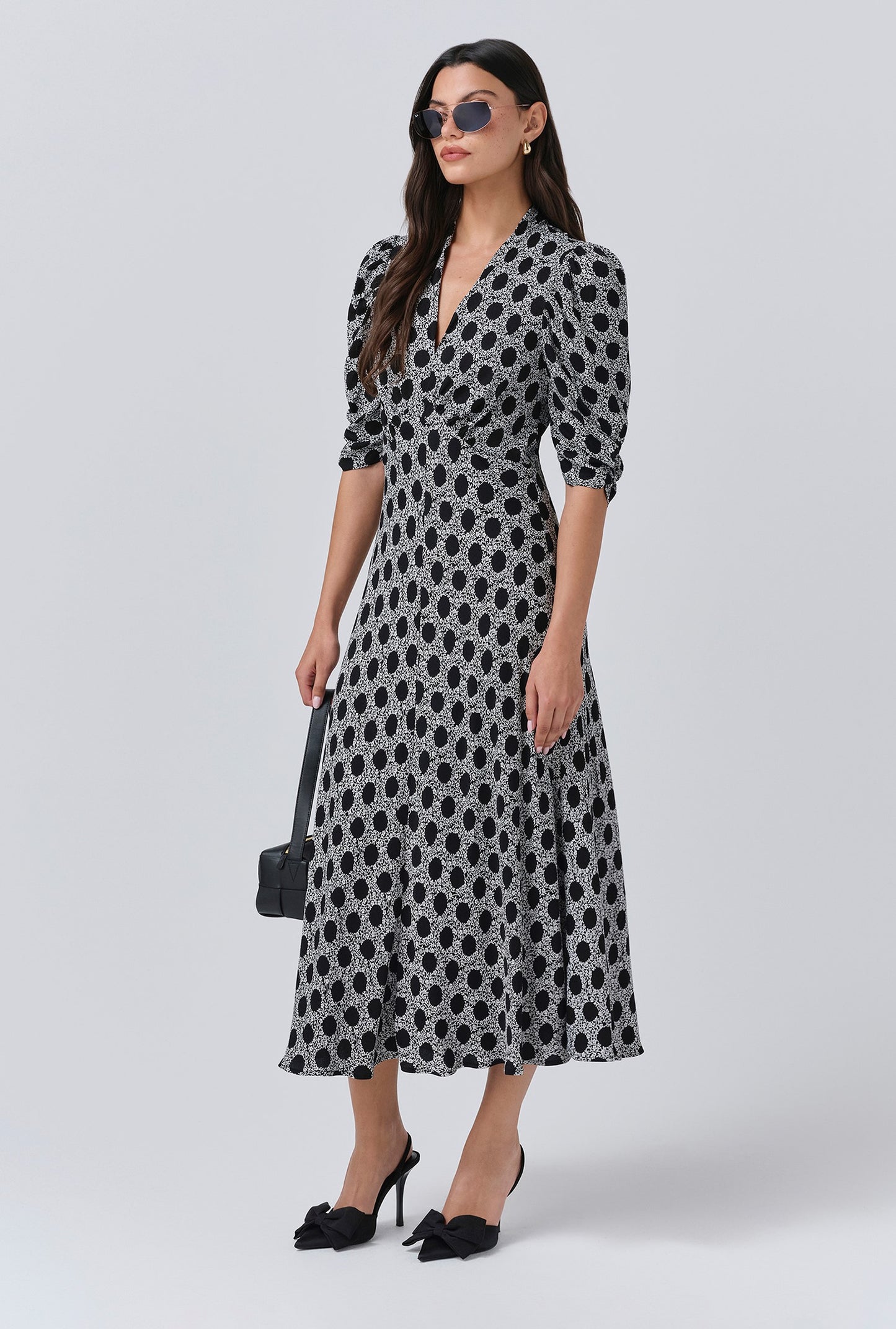 Mia Crepe Floral Midi Tea Dress