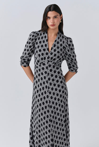 Mia Crepe Floral Midi Tea Dress