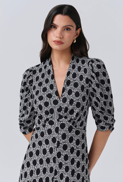 Mia Crepe Floral Midi Tea Dress