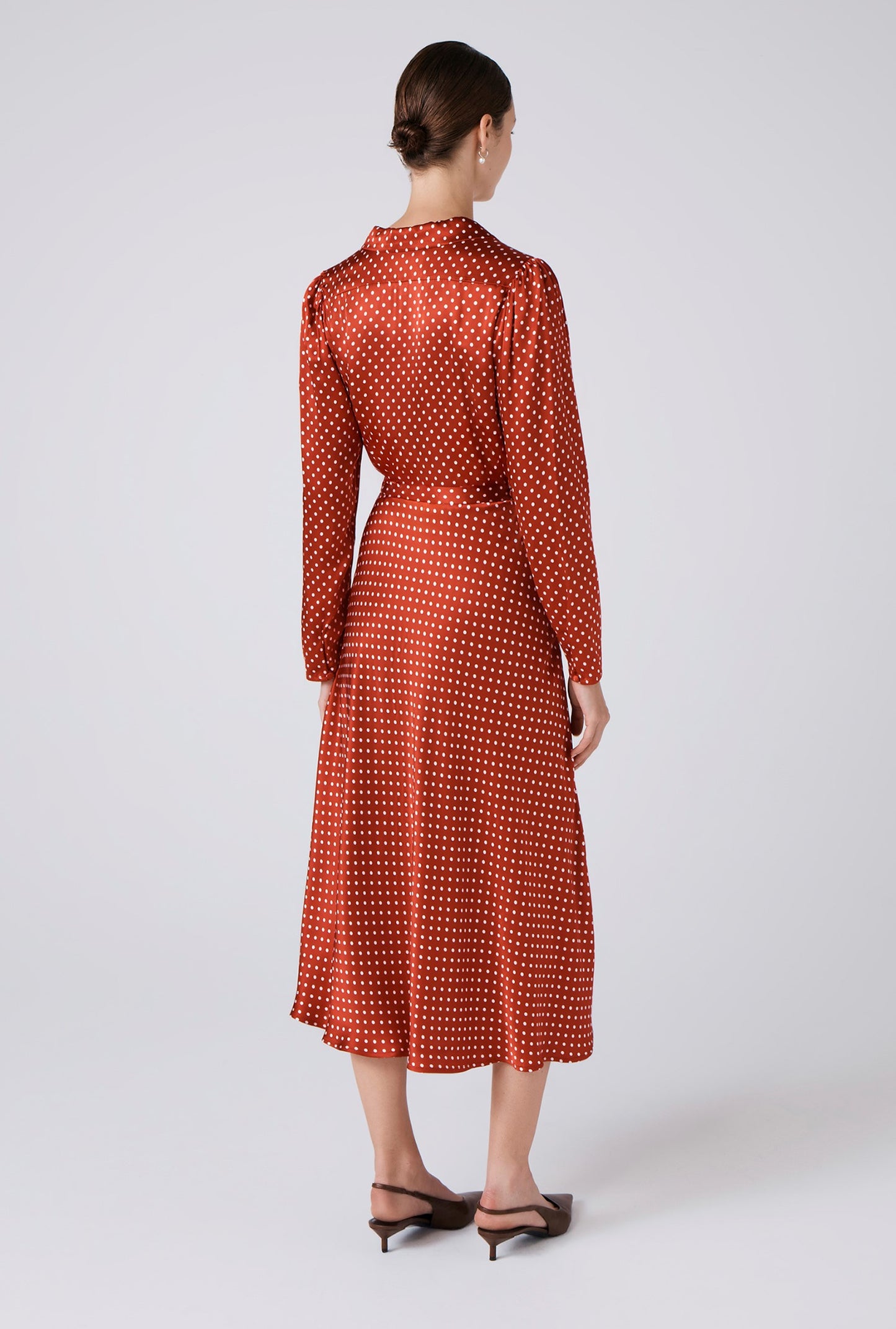 Victoria Polka Dot Collared Midi Dress