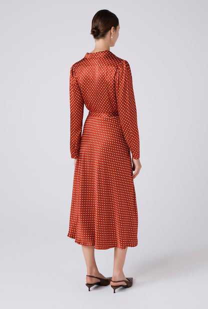 Victoria Polka Dot Collared Midi Dress