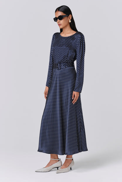 Sophia Polka Dot Belted Midi Dress